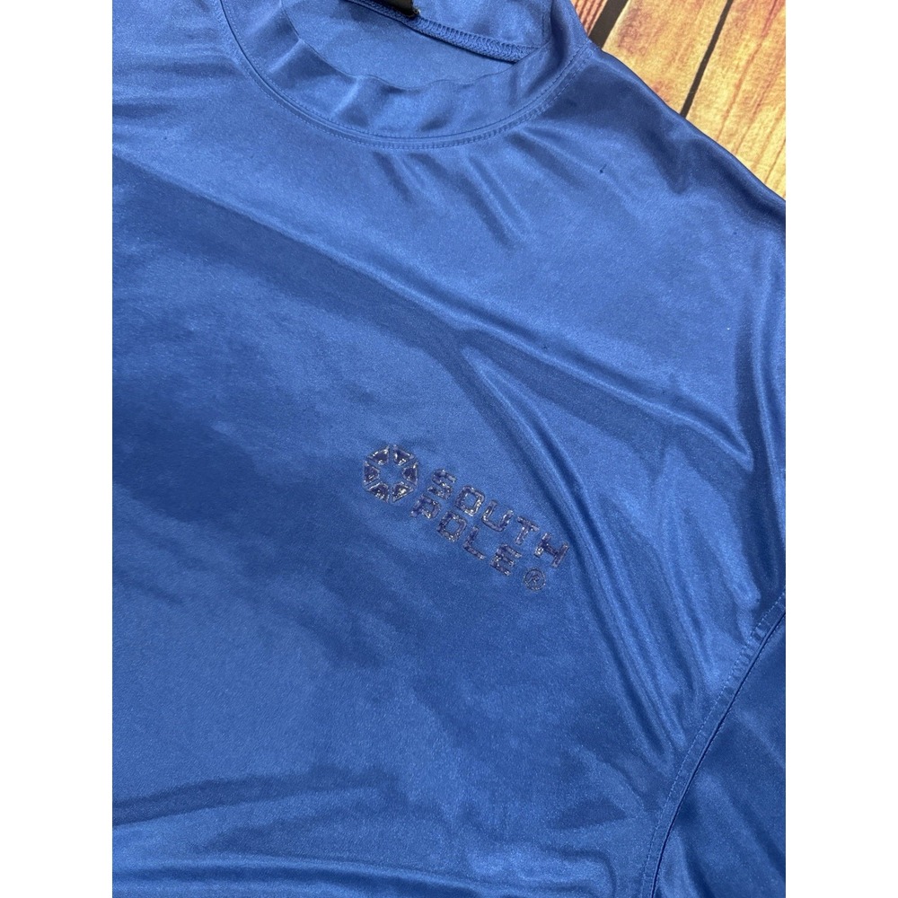 Southpole Men's XL Blue Crew Neck Short Sleeve Lightweight Polyester Logo Tee - Picture 4 of 5